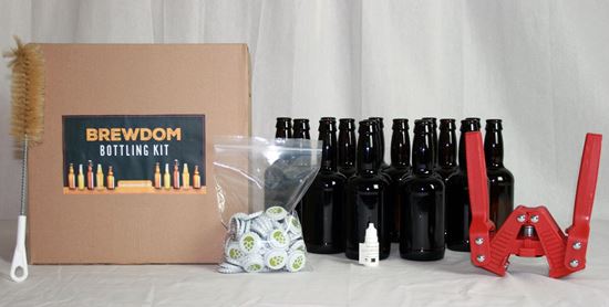 Bild von Brewdom Beer Bottling Kit Beatson - Flaschenset mit Kronkorken, Kronenverkorker, Flaschenbürste und Reinigungsmittel